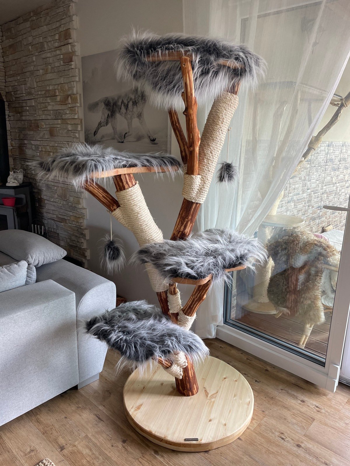 Echtholz grauer Fellbezug