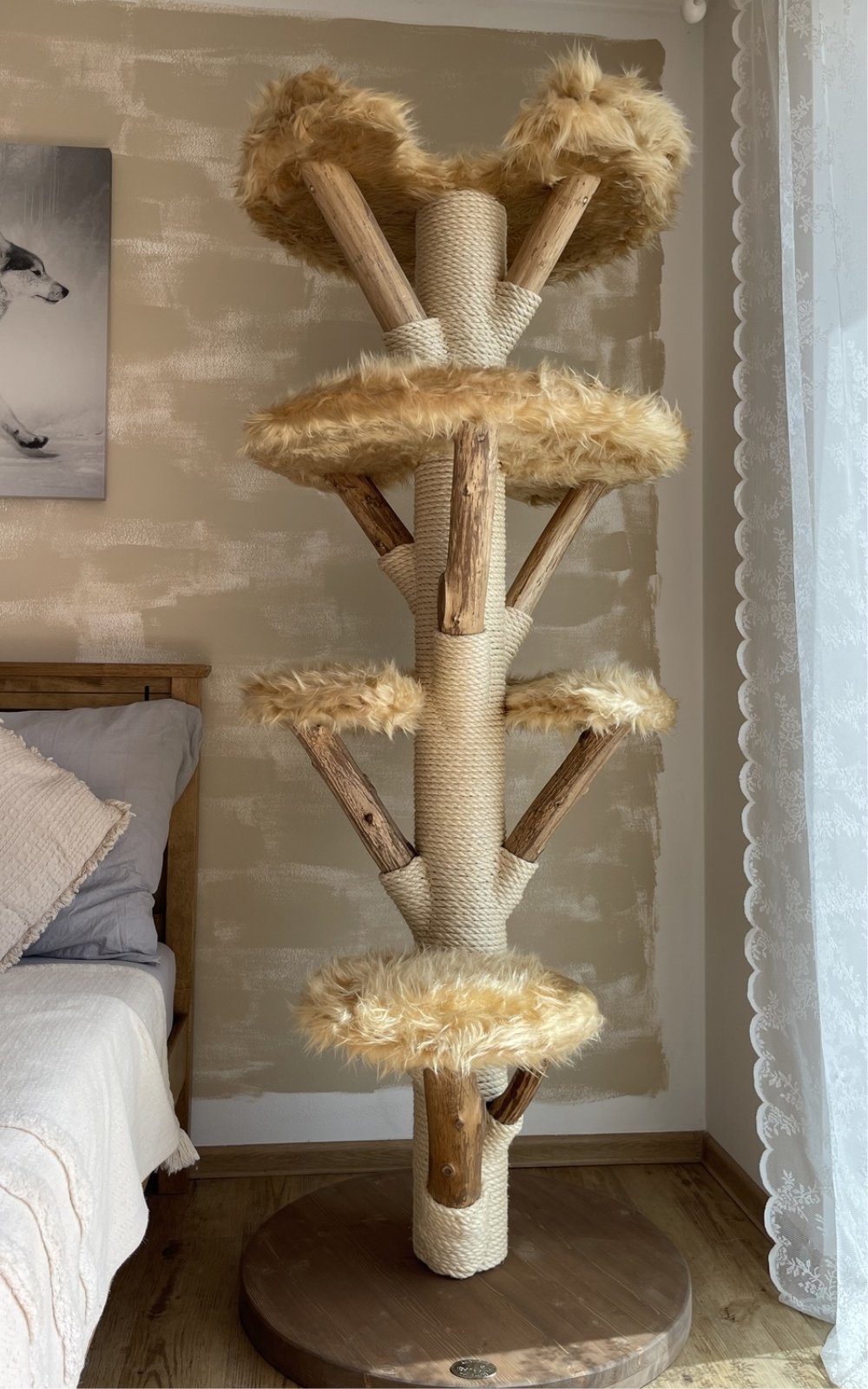 Holz Walnuss braun Natur Katzenbaum