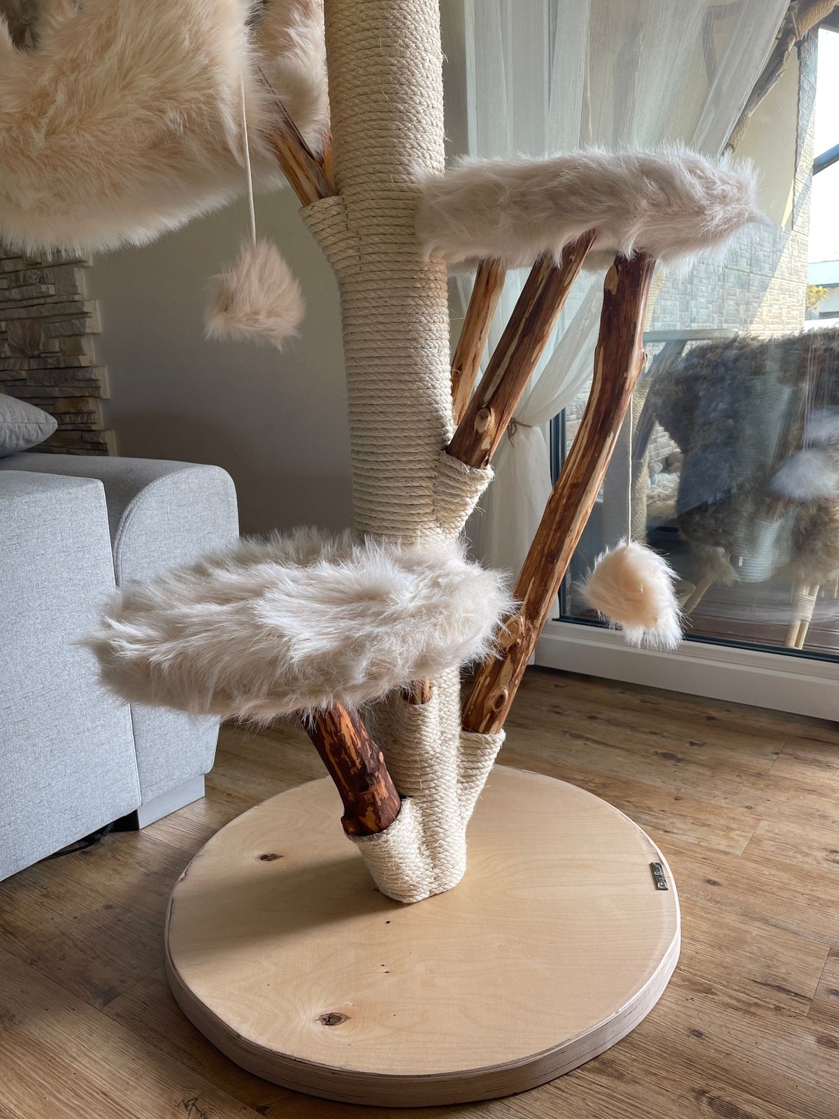 Kratzbaum weißes Fell XXL groß