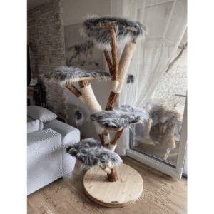 SCRATCHY Kratzbaum grauer Fellbezug