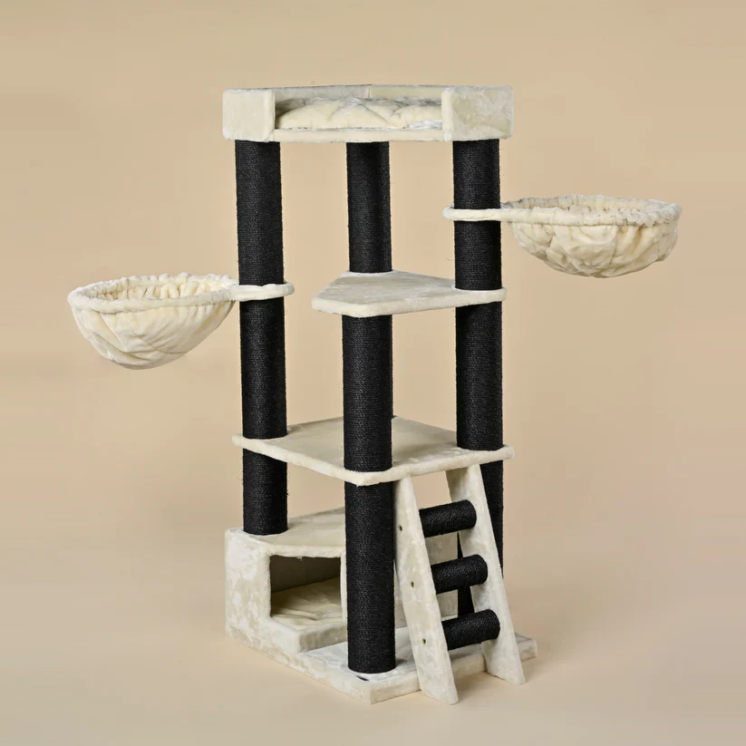 großer Kratzbaum creme schwarz beige