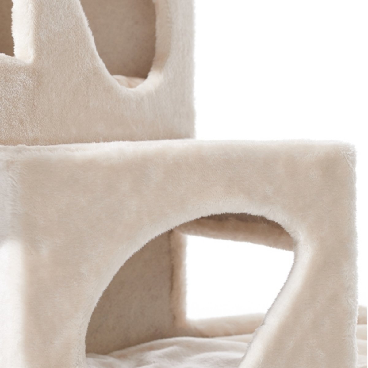 Eleganter Kratzbaum für Katzen Modell Tarsus cream mit bequemer Mulde und Kletterstamm