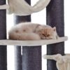 Katzen Kratzbaum Chilo 60 × 60 × 165 cm mit Kuschelmulden, Spielseil und Höhle