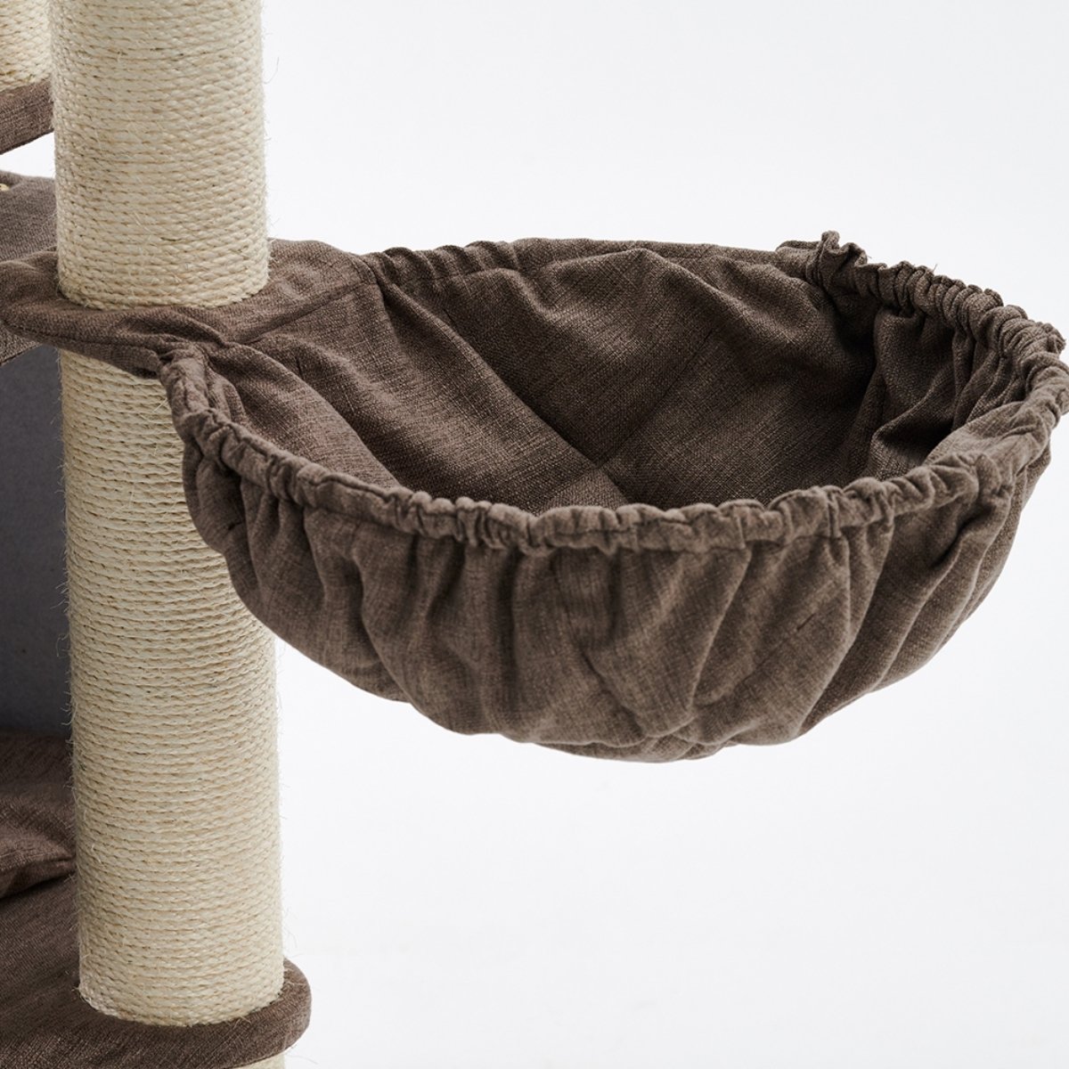 Katzenkratzbaum 157 cm hoch mit großer Höhle, Hängematte und Sisalstämmen Ø 11 cm