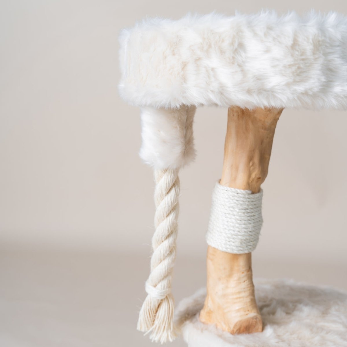 Kompakter Kratzbaum für Katzen mit Sisal-Kratzsäulen und Spielseil