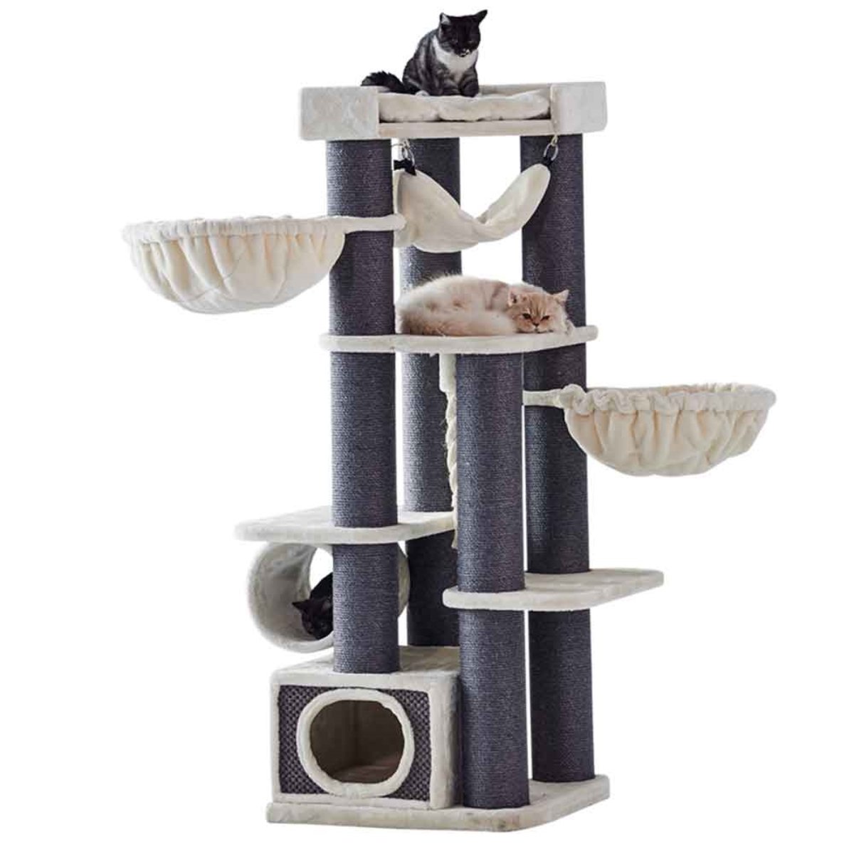 Nobby Kratzbaum Chilo in Cream mit Liegeflächen, Höhle und Hängematte – Höhe 165 cm