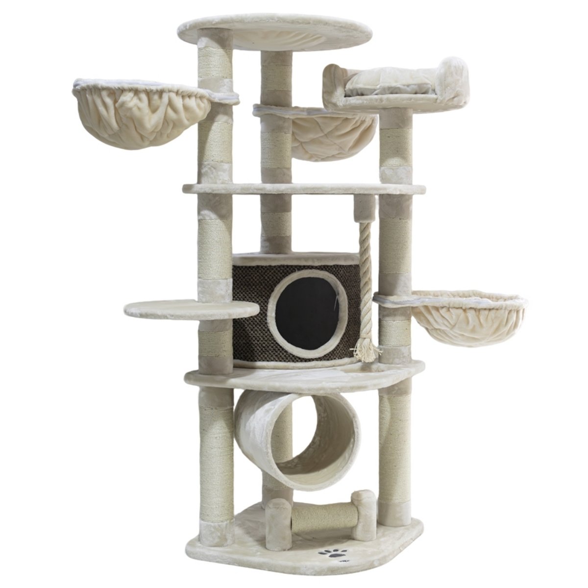 Nobby Kratzbaum ELIF in Cream mit Höhle, Liegemulden und Sisalstämmen, Höhe 189 cm