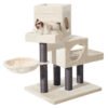 Stabiler Kratzbaum Tarsus für Katzen in cream Farbe mit Mulde und Kratzsäule