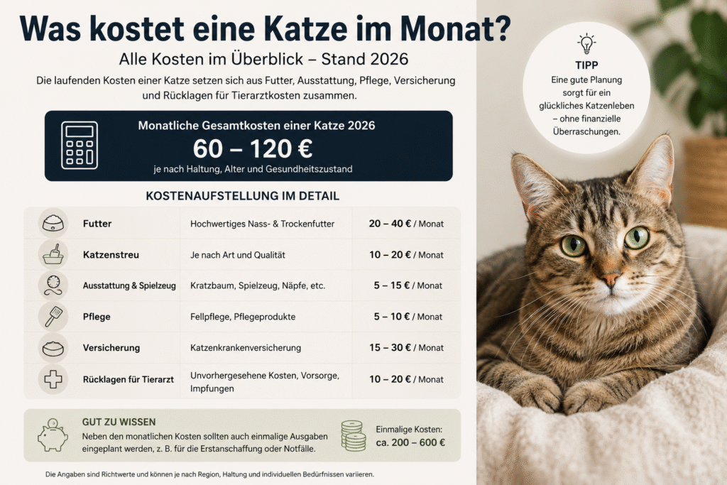Wieviel kostet eine Katze pro Monat im Jahr 2026