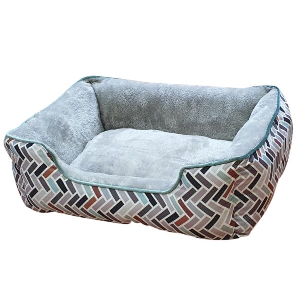 Katzenbett in der Farbe hellblau und hellgrau mit Mosaikmuster