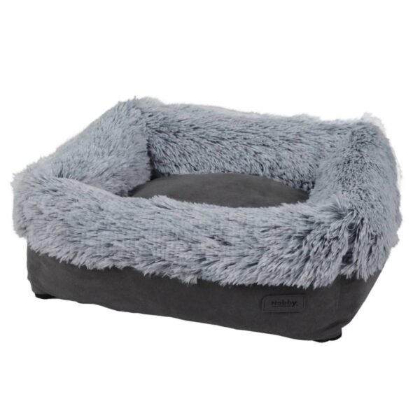eckiges Katzenbett in der Farbe grau mit Wendekissen