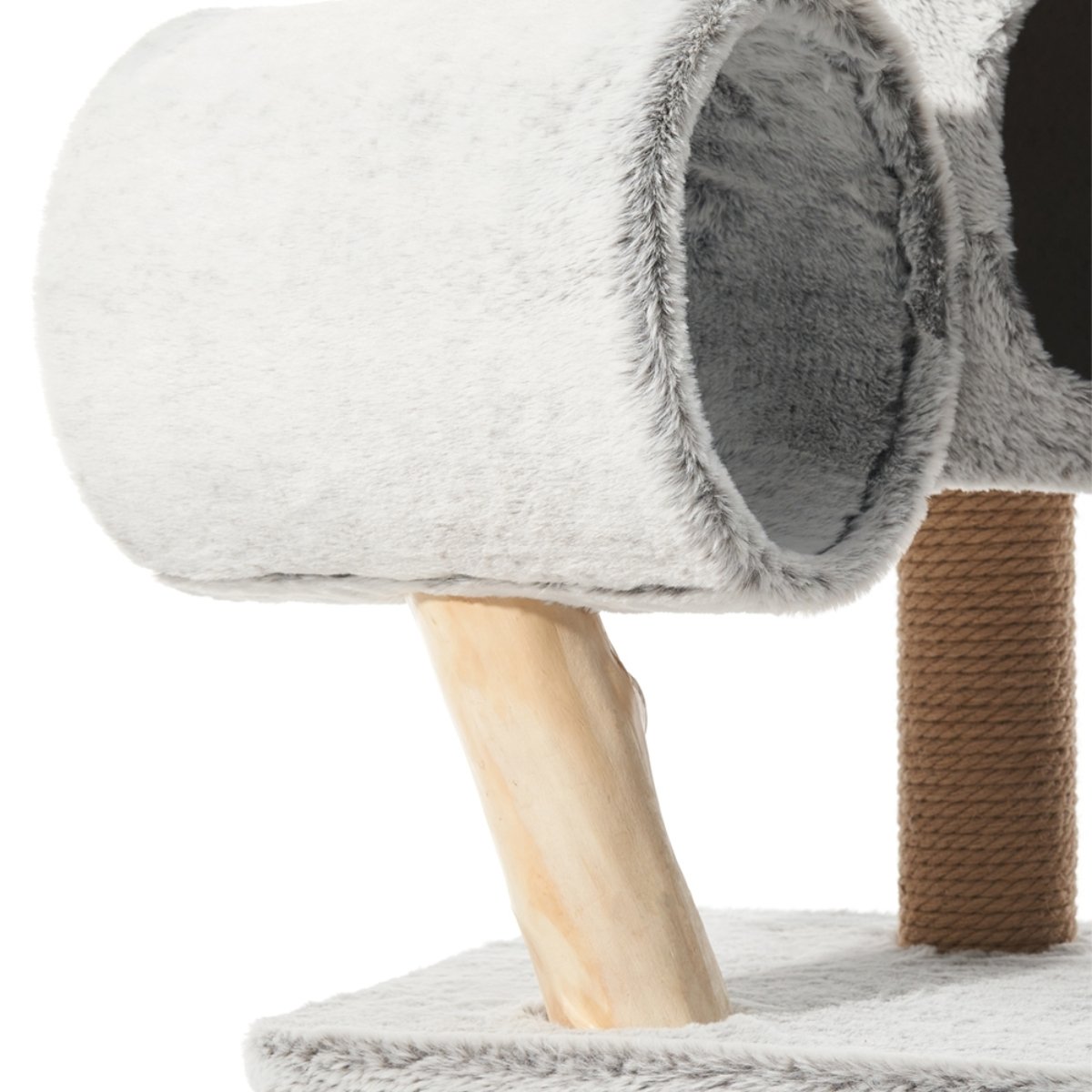 weiß grauer Katzenbaum mit mehreren Liegeflächen
