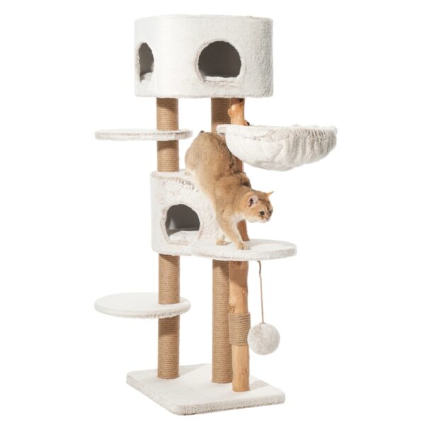 weißer Katzenkratzbaum