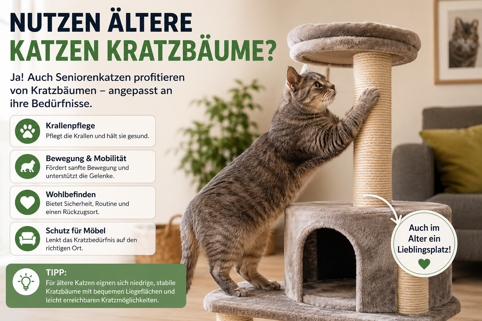 Benutzen ältere Katzen Kratzbäume