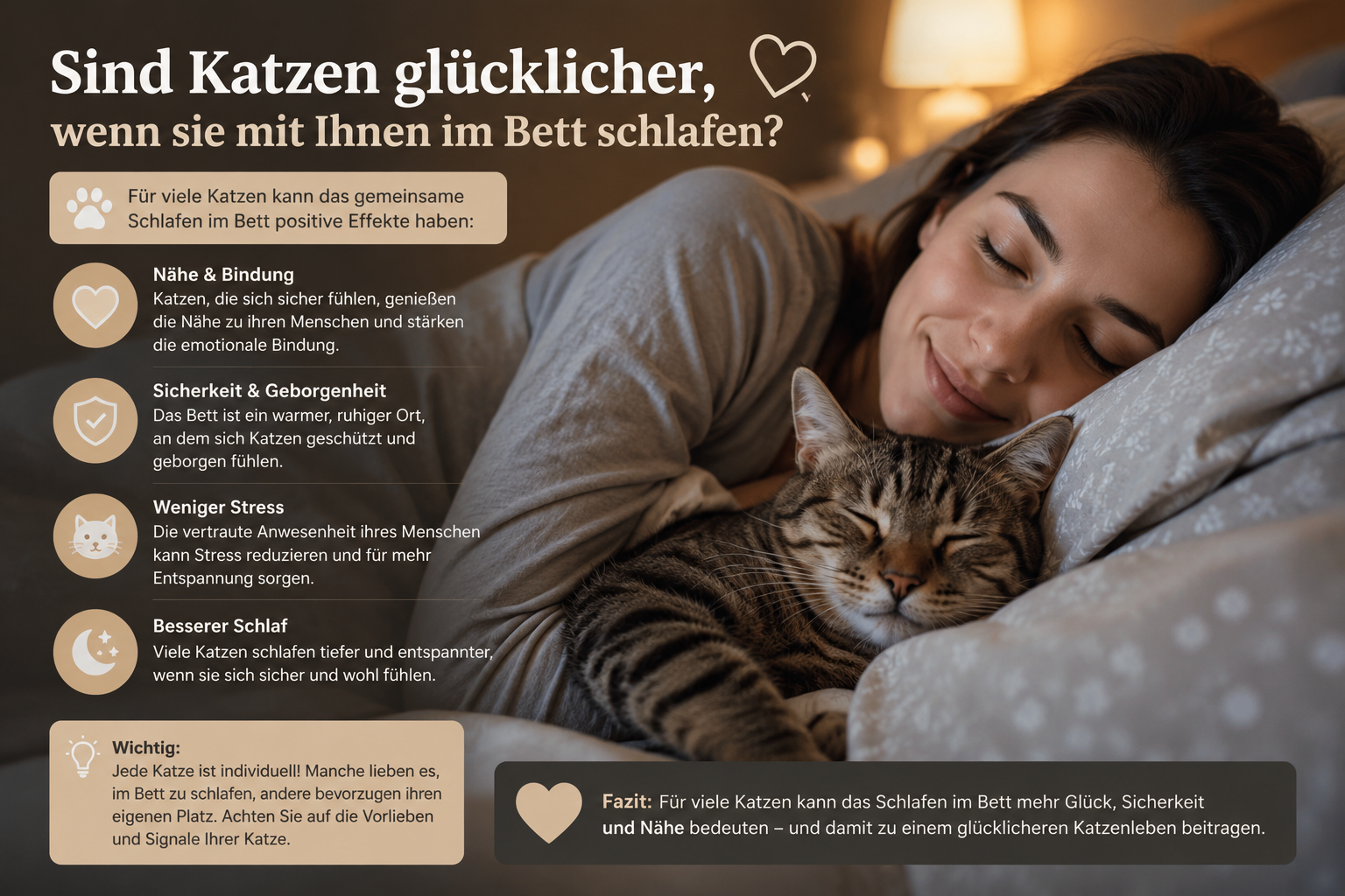 Kann man mit Katzen im Bett schlafen