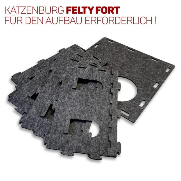 Schloss für Katzen aus Filz in grau