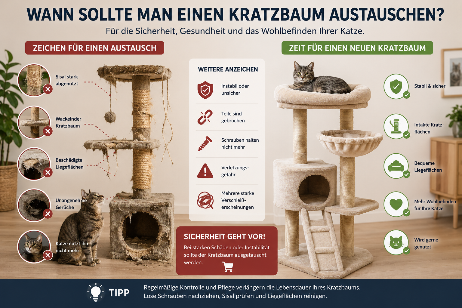 Wann sollte man einen Kratzbaum austauschen
