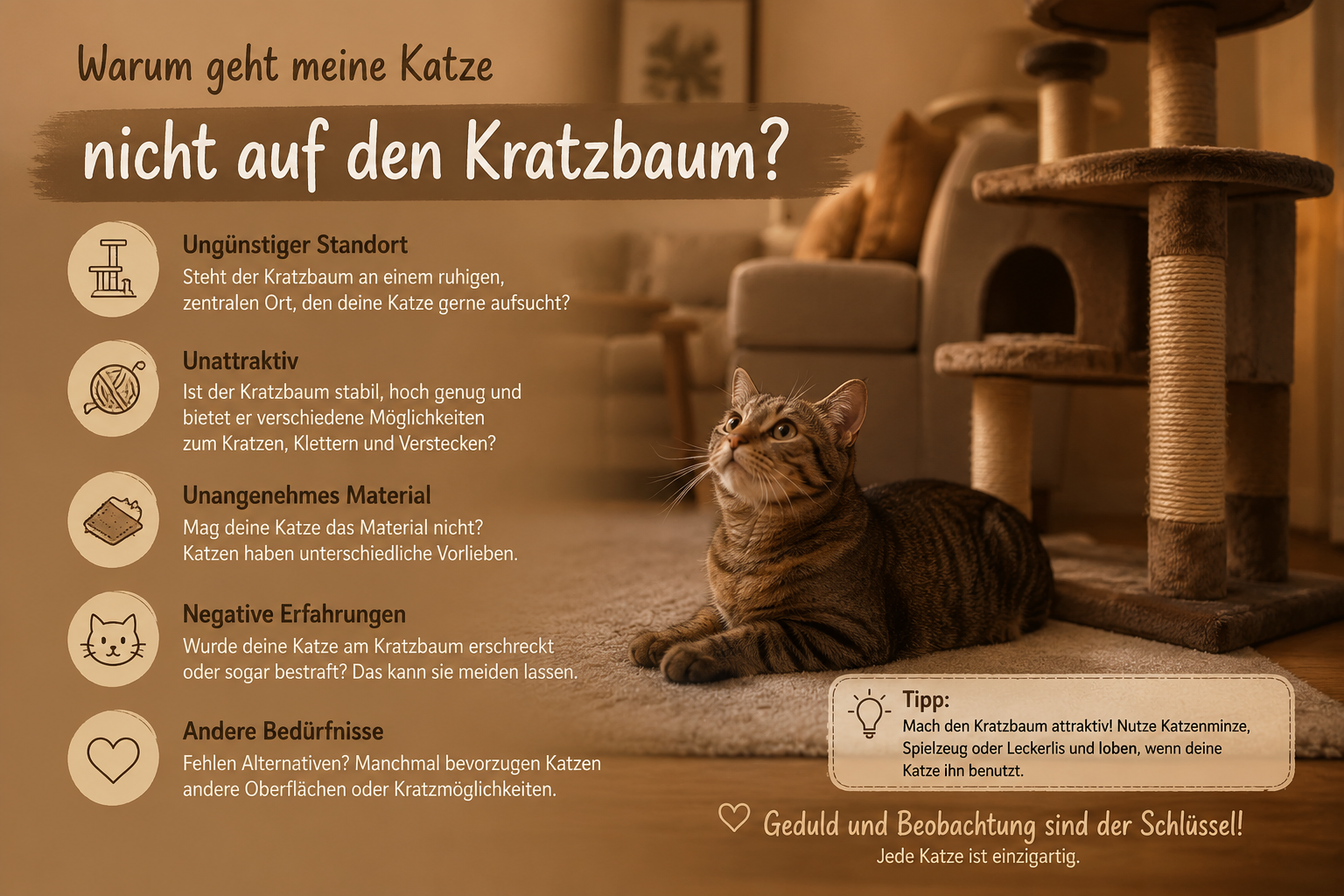 Warum geht meine Katze nicht auf den Kratzbaum?