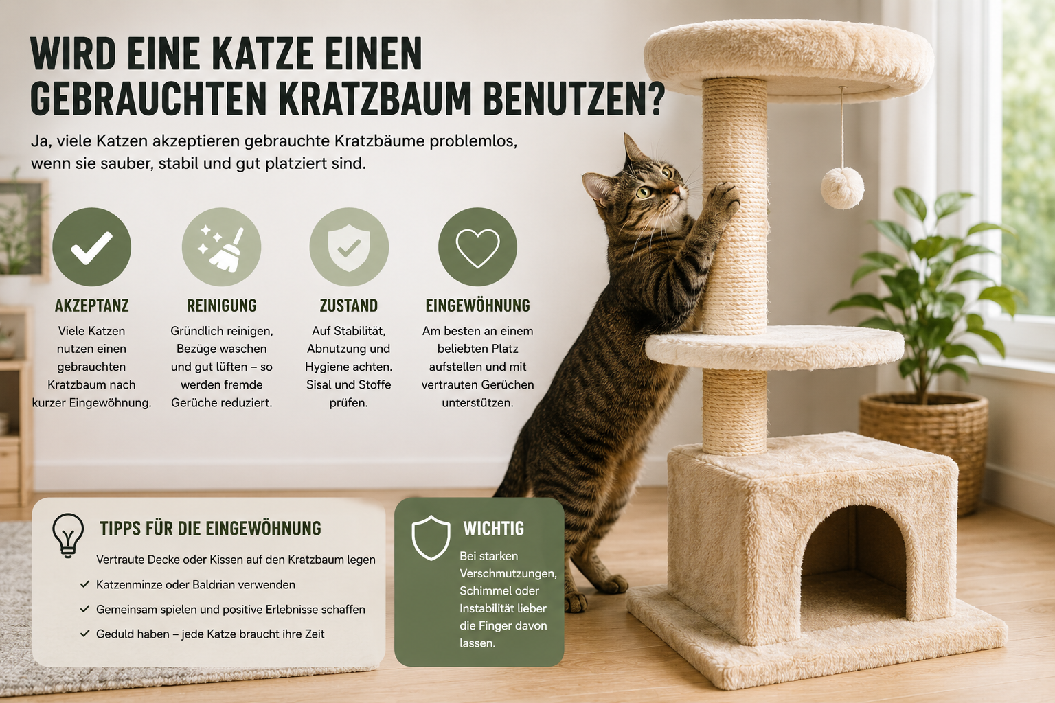 Wird eine Katze einen gebrauchten Kratzbaum benutzen?
